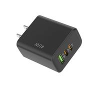 Vikye Chargeur USB C Double Type C 40W GaN Cube, Prise Murale, Bloc de Charge Rapide pour Smartphone, Tablette, Ordinateur Portable en Déplacement (Black)