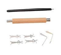 Vikye Ensemble D'outils à Ongles Magnétiques avec Manche en Bois de Hêtre, Facile à Utiliser pour un Nail Art de qualité Professionnelle, DIY, 6 Pièces