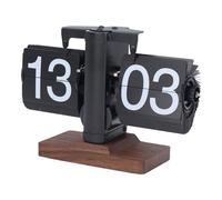 Vikye Horloge de Bureau à Rabat, Horloge de Bureau à Rabat Automatique Alimentée par Batterie Numérique Rétro 24 Heures, Horloge Mécanique à Engrenage Interne pour la (Page Noire de