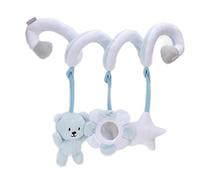 Vikye Jouet de Poussette de Berceau, Hochet en Spirale en Peluche avec Cloche Sonore, Jouet D'entraînement Sensoriel pour Bébés de 1 Mois et Plus, Développement de la Coordination (Ours Bleu)
