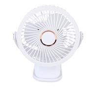 Vikye Petit Ventilateur de Bureau Rotatif Réglable à 720 Degrés avec Pince, 5 Vitesses, 3 Niveaux de luminosité pour Bureau, Vert, 1 Pièce (WHITE)