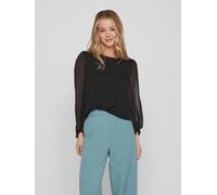 VILA Chemisier Femme avec Manches Ballon Transparentes Élégant Top Professionnel