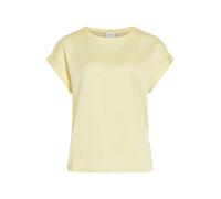 VILA VILA Yellow Short Sleeve Satin and Jersey Top