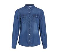 VILA Clothes Vibista Denim Shirt-Noos, Chemise Femme, Bleu (Dark Blue Wash:Clean), 36 (Taille Fabricant: Small)