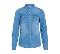 VILA Clothes Vibista Denim Shirt-Noos, Chemise Femme, Bleu (Medium Blue Wash:Clean), 36 (Taille Fabricant: Small)