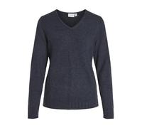 VILA Clothes Viril L/s V-Neck Knit Top-Noos, Pull Femme, Bleu (Total Eclipse Detail:Melange), 38 (Taille Fabricant: Medium)