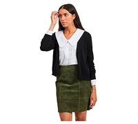 VILA CLOTHES Viril Short L/S Tricot Cardigan Noos, Noir, XS Femme
