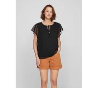 VILA Damen Tshirt Polka Dot Muster Kurzarm mit Bindeband