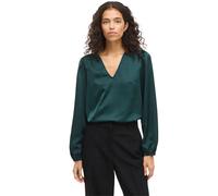 Vila Ellette Smock Satin Top Long Sleeve Blouse Vert 34 Femme
