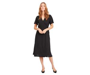 Vila Loe Wrap Short Sleeve Midi Dress Noir 34 Femme