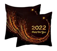 Vila Lot de 2 taies d'oreiller carrées en Satin Confortables pour Les Cheveux, taies d'oreiller Queen Respirantes, Ultra Douces 2022, Motif doré 50,8 x 50,8 cm