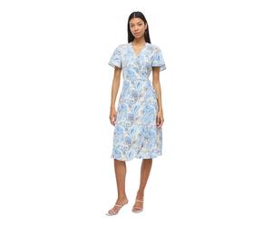 Vila Lovie Wrap Short Sleeve Midi Dress Bleu 36 Femme