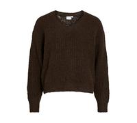 Vila mpe col en V L/S Knit Top-Noos, Chocolat, XL