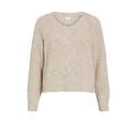 Vila mpe col en V L/S Knit Top-Noos, Super Light Natural Melan., M