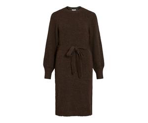Vila mpe Robe mi-Longue à col Rond L/S, Chocolat, M
