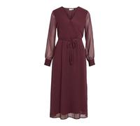 Vila Neck Dress Vifalia Noos/DC Robe midi à col en V L/S, Aubergine, 44 Femmes