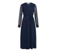 Vila Neck Dress Vifalia Noos/DC Robe midi à col en V L/S, Blazer Bleu Marine, 38 Femmes
