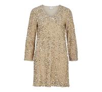 Vila Neck Dress/Vol Vifaith Robe à Sequins col en V L/S, Amande givrée, S Femmes