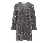 Vila Neck Dress/Vol Vifaith Robe à Sequins col en V L/S, Argent (Silver), L Femmes