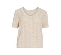 Vila Neck Knit Top Vicoby Haut en Tricot à col en V S/S, Bouleau, L Femmes