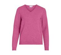Vila Neck Knit Top Viril Noos Haut tricoté à col en V L/S, Sangria Sunset, L Femme