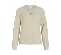 Vila Neck Lace Knit Top/PB Vioa New L/S Haut en Dentelle et col en V, Bouleau, M Femme