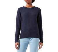 Vila NOS Femme Viril L/s O-Neck Knit Top-Noos Pull Not Applicable, Bleu (Total Eclipse Detail: Mélange), X-Large