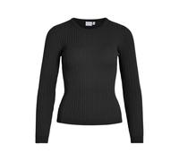 Vila O-Neck Rib Knit Top/PB Vimullie L/S Haut en Tricot côtelé à col Rond, Black Beauty, L Femmes