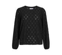 Vila O-Neck Top Viasta Haut col Rond L/S Noos, Black Beauty, S Femmes