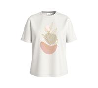 Vila O-Neck Visybil Leaf T-Shirt à col Rond S/S, Blanche-Neige, M Femmes