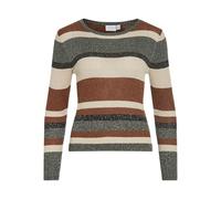 Vila Open O-Neck Glitter Knit Top Viember Haut en Tricot à Paillettes à col Rond Ouvert L/S, Rubber, M Femme