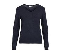 VILA Pull Viril L/S col V Femme Bleu (Total Eclipse Detail:Melange) Taille 38