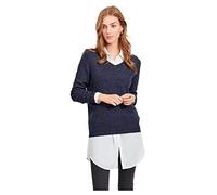 Vila Pull en Tricot pour Femme, col en V, Total Eclipse, détail : mélangé, XXL