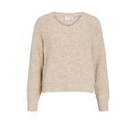 Vila mpe col en V L/S Knit Top-Noos, Super Light Natural Melan., M