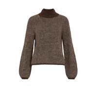 VILA Pull-over 'Vilory' brun foncé / blanc, Taille XXL