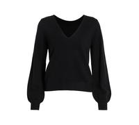 Vila Viril Rev Col V L/S Top-Noos Pull en Tricot, Noir, M Femme