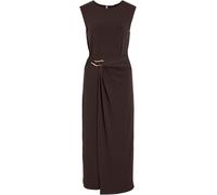 VILA Robe mi-longue VILA à col en O avec détail torsadé à la taille Marron EU 38 (UK 10)