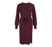 Vila Robe en Tricot pour Femme avec Ceinture, Aubergine, S