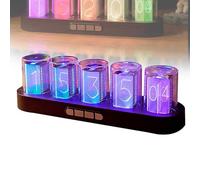 VILA SMO Full Color RGB Nixie Tube Clock, Adventurers Simulation Nixie Tube Clock, with 9 Mode Adjustments with Gift Box Packaging Can, for Living Room, Desk, Bedroom, Bar
