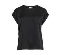 Vila T-Shirt Viellette S/S en Satin pour Femme, Noir, 40