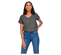 Vila Vidreamers T-Shirt à col en V Su-Noos, Mélange de Gris Moyen, S Femme