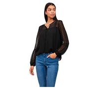 Vila Viedee L/S Top/Su-Noos Blouse, Noir, 42 Femme