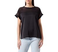 Vila Viellette Haut en Maille S/S à col Rond-Noos Blouse, Noir, 36 Femmes