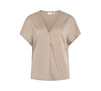 Vila Viellette Haut en Satin S/S à col en V - Noos Chemisier à Manches Courtes, Ciment, 40 Femmes