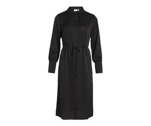 Vila Viellette L/S Chemise Robe-Noos Blouse Femme, Noir, 42