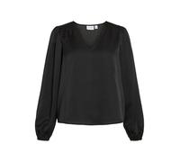 Vila Viellette L/S Smock Satin Top - Noos, Noir, 42
