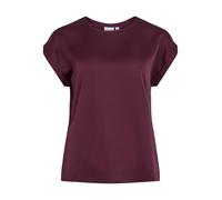 Vila Viellette S/S Satin Top - Noos, Aubergine, 38