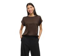 Vila Viellette S/S Satin Top-Noos, Chocolat, 38 Femmes