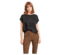 Vila Viellette S/S Satin Top/Su-Noos T-Shirt, Noir, 38 Femmes