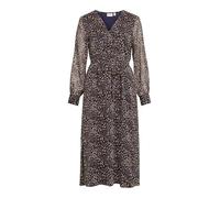 Vila Robe Vifalia mi-longue à manches longues brocart marron/bleu violet/blanc Taille 36